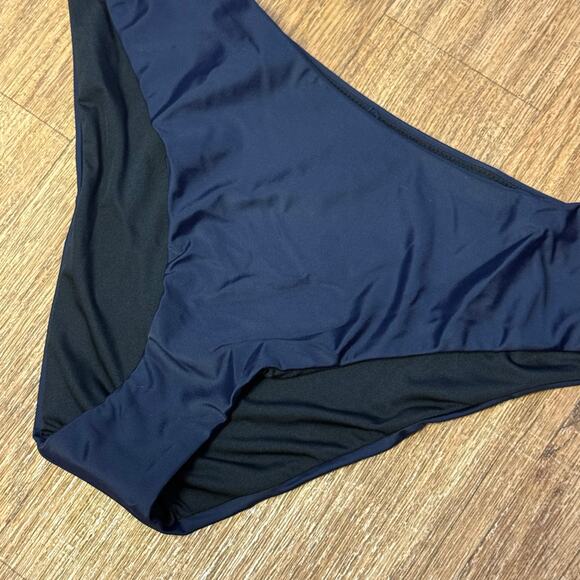 J. Crew Navy Blue Curved Waist Cheeky Bikini Bottom Size XXL - Picture 3 of 7